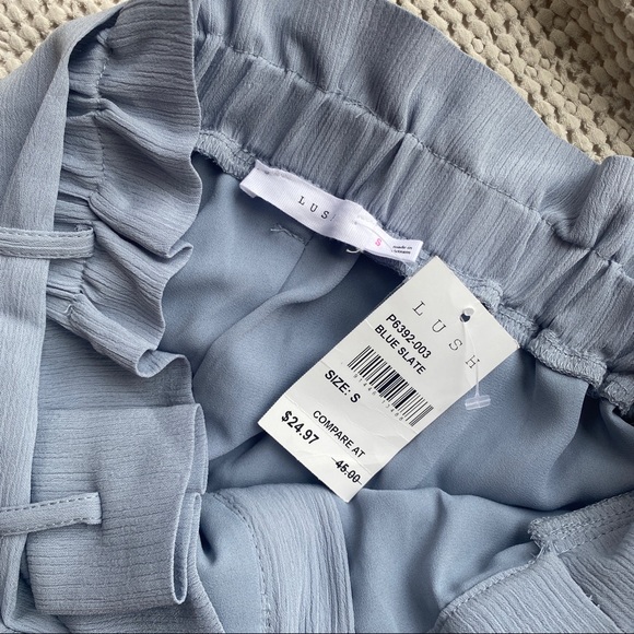NWT High Waisted Wide Leg Shorts Dusty Blue - Picture 5 of 6
